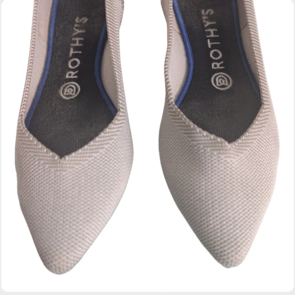 ROTHY'S Flax Birdseye Pointed Toe Flats Size 8W RARE Retired Style Gray Cream